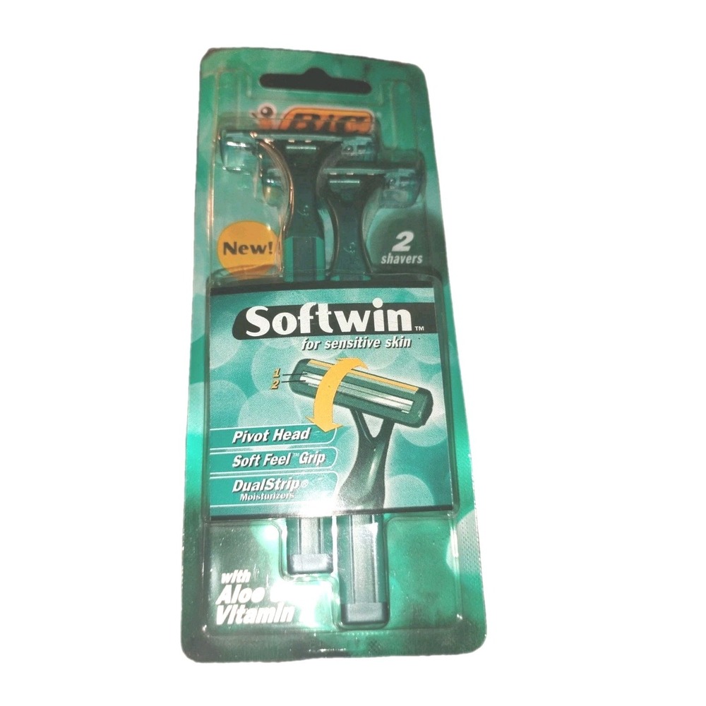 Vtg BIC Softwin Razors Shavers 2 pk SENSITIVE Skin Aloe Pivot Head Rare htf 2001